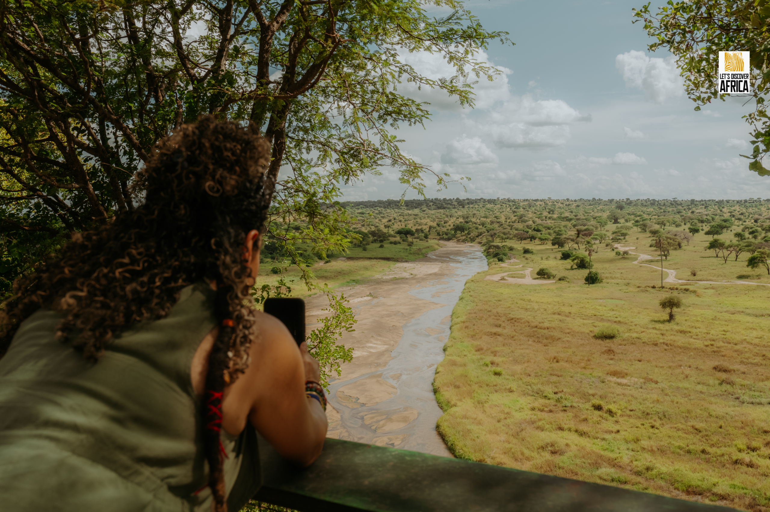 Solo female traveler in savannah